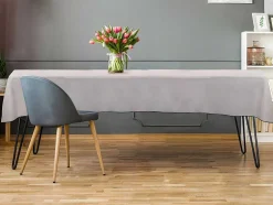 Tafellaken Van Katoen En Linnen Met Zwarte Rand - 170 X 300 Cm - Taupegrijs - Borina