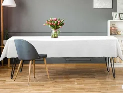 Tafellaken Van Katoen En Linnen Met Zwarte Rand - 170 X 250 Cm - Gebroken Wit - Borina