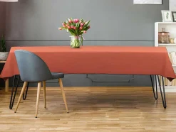 Tafellaken Van Katoen En Linnen Met Zwarte Rand - 170 X 300 Cm - Terracotta - Borina