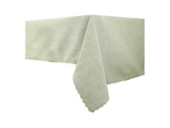 Tafellaken Van Katoen Met Beige Rand - 140 X 240 Cm - Groen - Loania