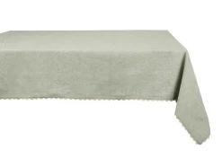 Tafellaken Van Katoen Met Beige Rand - 140 X 240 Cm - Groen - Loania