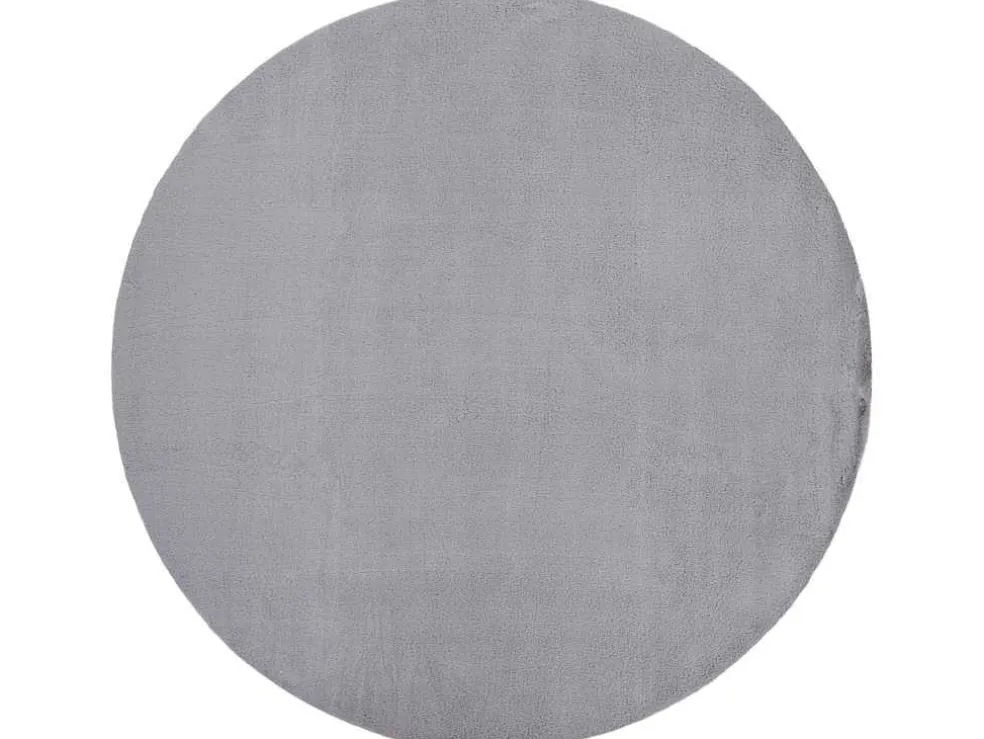 Tapijt Bunny Rond Zilver Imitatie Konijnenvacht Cercle 100 Cm