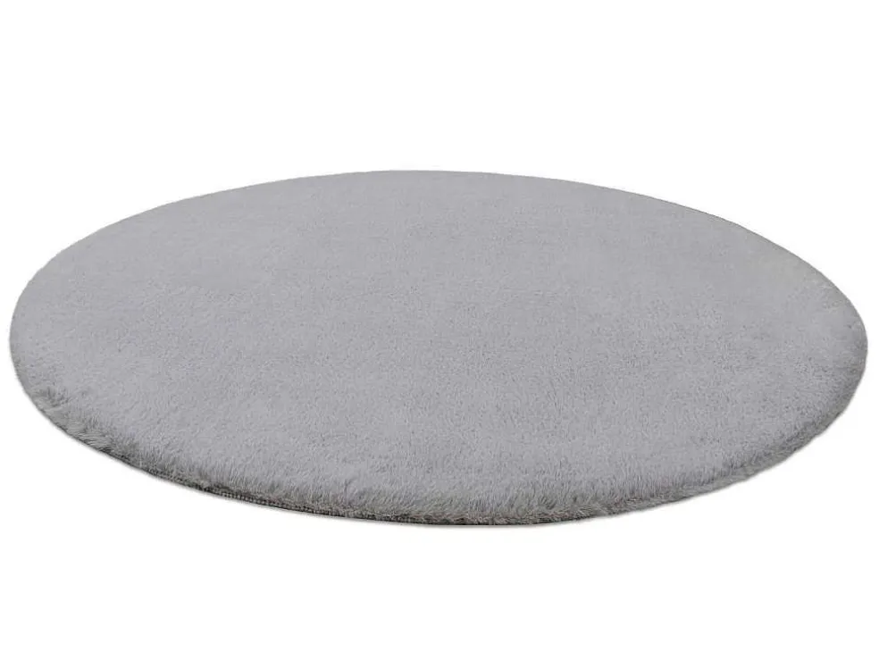 Tapijt Bunny Rond Zilver Imitatie Konijnenvacht Cercle 160 Cm