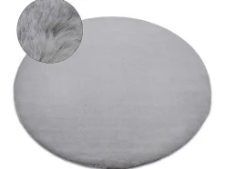 Tapijt Bunny Rond Zilver Imitatie Konijnenvacht Cercle 160 Cm
