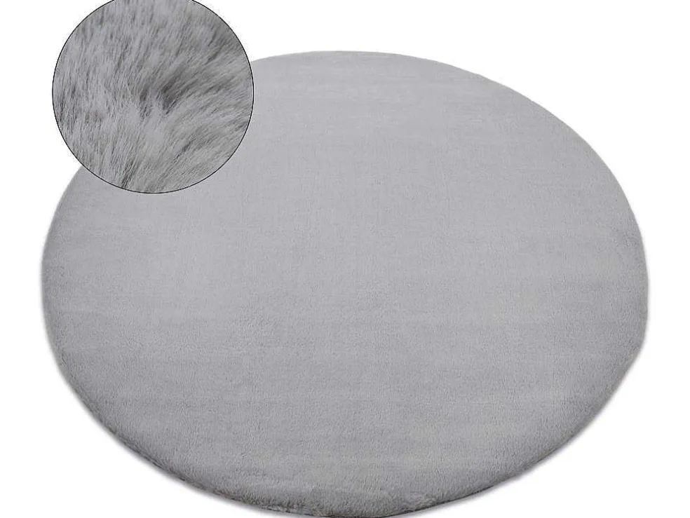 Tapijt Bunny Rond Zilver Imitatie Konijnenvacht Cercle 160 Cm