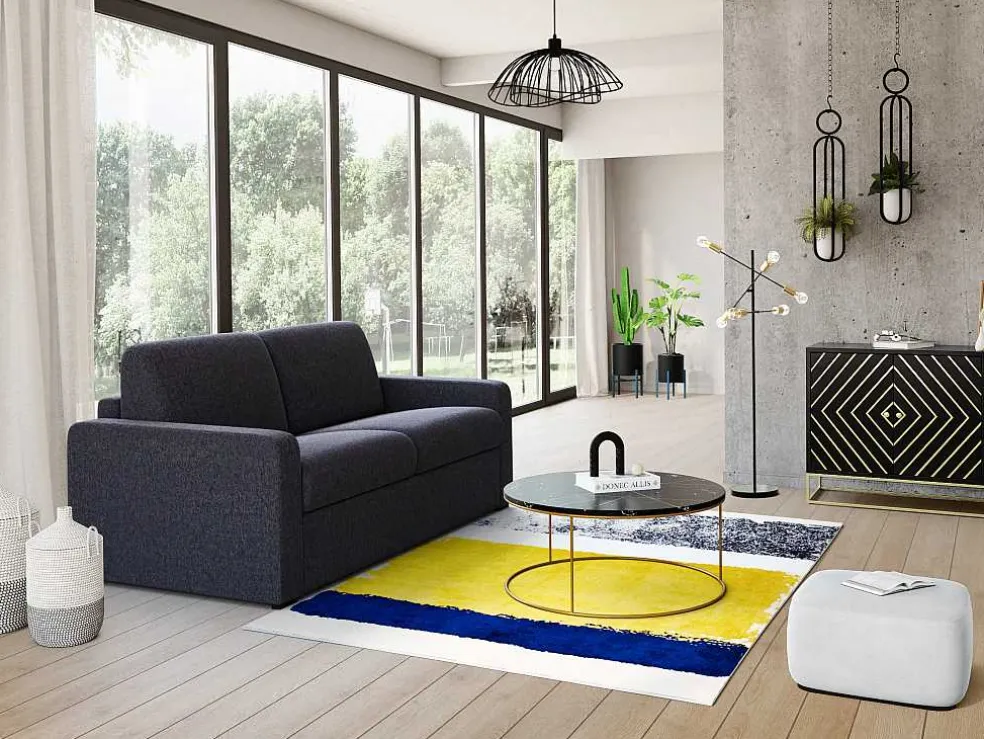 Tapijt Camden - Polyester - 160 X 230 Cm - Mosterdkleur, Marineblauw, Grijs