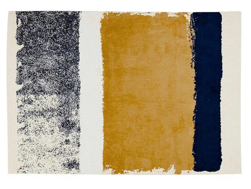 Tapijt Camden - Polyester - 160 X 230 Cm - Mosterdkleur, Marineblauw, Grijs