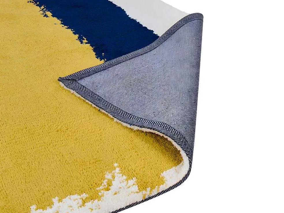 Tapijt Camden - Polyester - 120 X 170 Cm - Mosterdkleur, Marineblauw, Grijs