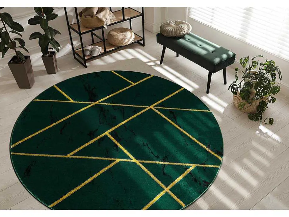 Tapijt Emerald Exclusief 1012 Cirkel - Glamour, Stijlvol Marmer, Geome Cercle 200 Cm