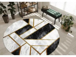 Tapijt Emerald Exclusief 1015 Cirkel - Glamour, Stijlvol Marmer, Geome Cercle 200 Cm