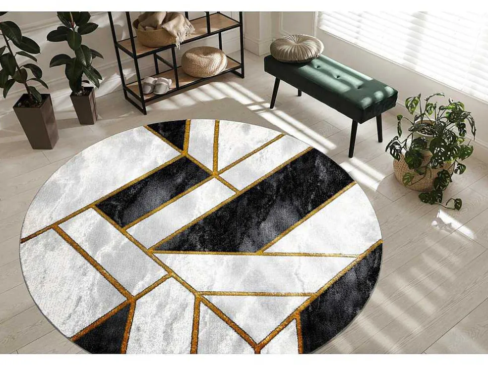 Tapijt Emerald Exclusief 1015 Cirkel - Glamour, Stijlvol Marmer, Geome Cercle 200 Cm