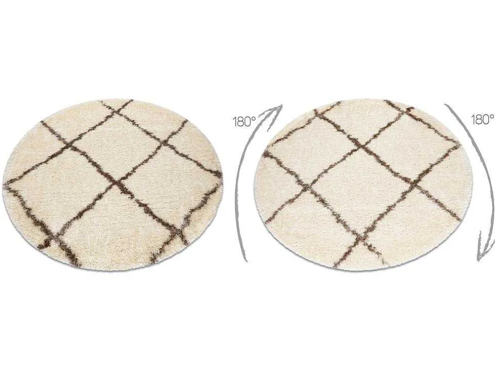 Tapijt Fluffy 2373 Cirkel Shaggy Latwerk Room / Beige Cercle 160 Cm