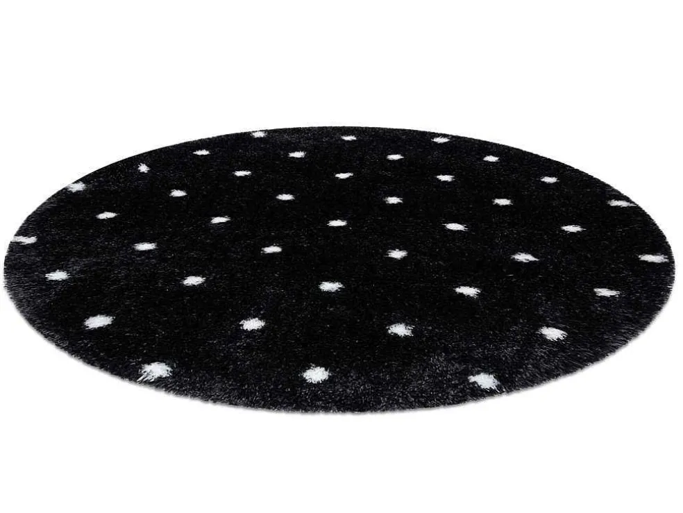 Tapijt Fluffy 2370 Cirkel, Shaggy Stippen Antraciet / Wit Cercle 160 Cm