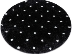 Tapijt Fluffy 2370 Cirkel, Shaggy Stippen Antraciet / Wit Cercle 160 Cm