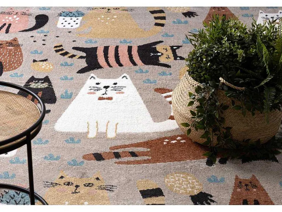 Tapijt Fun Kittens Voor Kinderen, Katten Beige 200X290 Cm