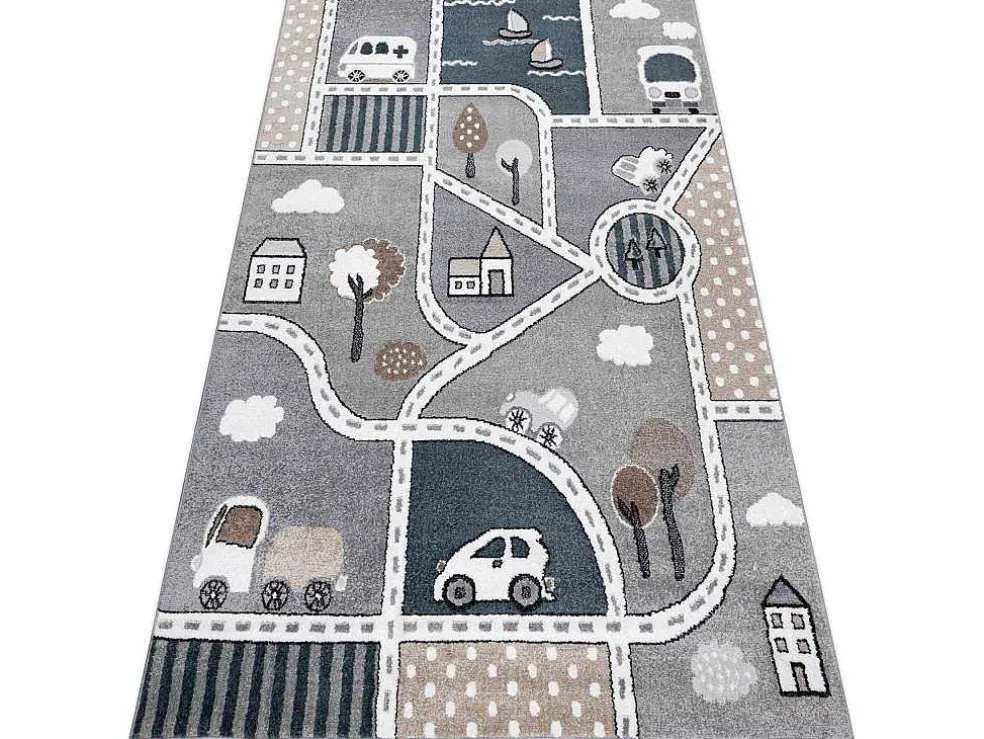 Tapijt Fun Strade Voor Kinderen, Straat, Stad Van Grijs 200X290 Cm