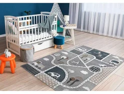 Tapijt Fun Strade Voor Kinderen, Straat, Stad Van Grijs 200X290 Cm