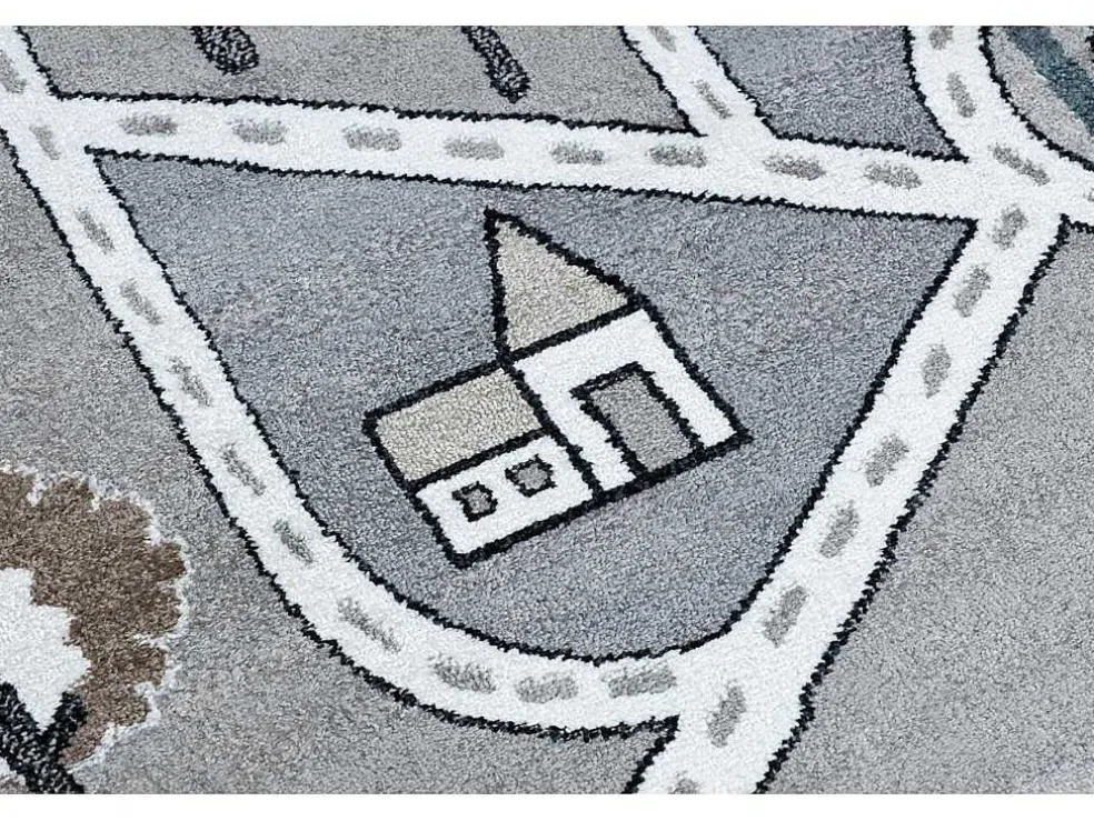 Tapijt Fun Strade Voor Kinderen, Straat, Stad Van Grijs 180X270 Cm