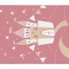 Tapijt Kinderen Sprookjeskasteel - Glanzende Lurex-Afwerking - 120 X 170 Cm - Roze En Goud - Princesia