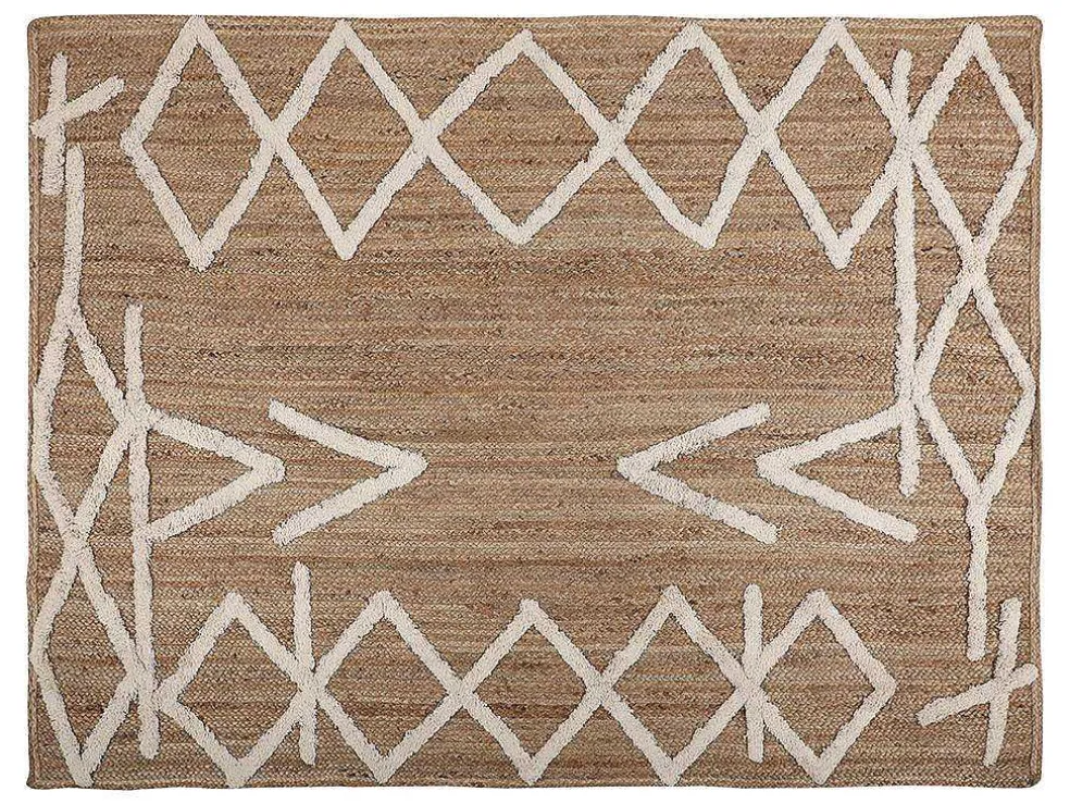 Tapijt Van Handgeweven Jute En Katoen - 160 X 230 Cm - Naturelkleurig En Wit - Garland
