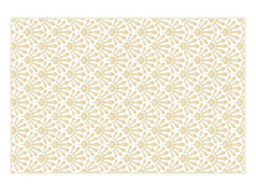 Tapijt Van Vinyl Met Art-Decostijl - 120 X 180 Cm - Beige En Wit - Duchessy