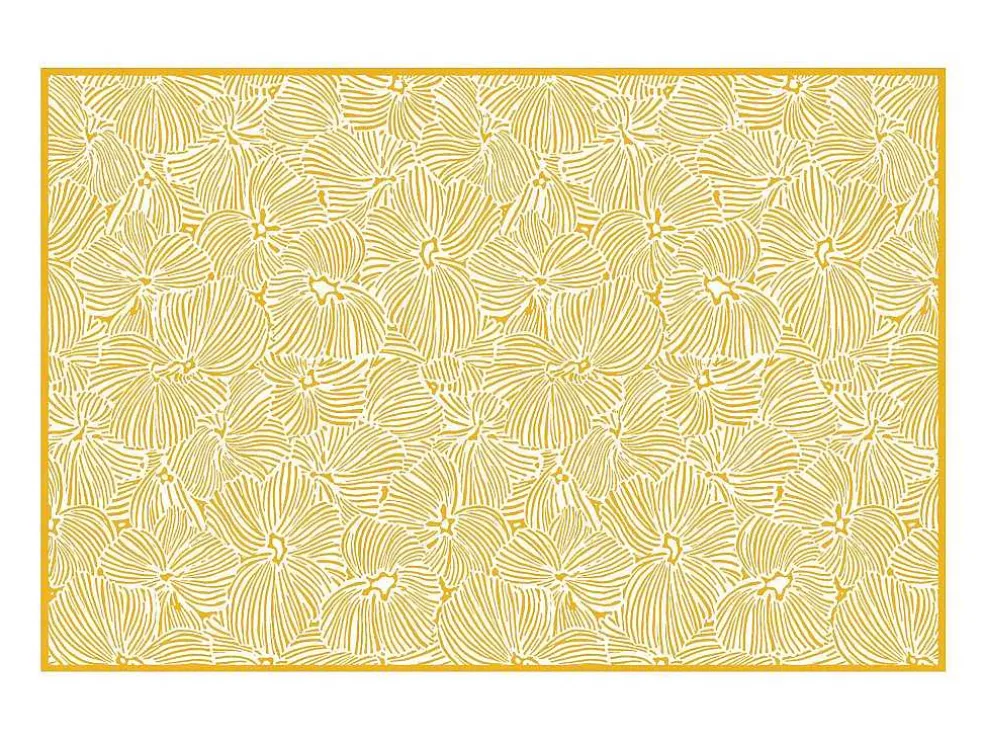 Tapijt Van Vinyl Met Bloemmotieven - 120 X 180 Cm - Geel En Wit - Capucina