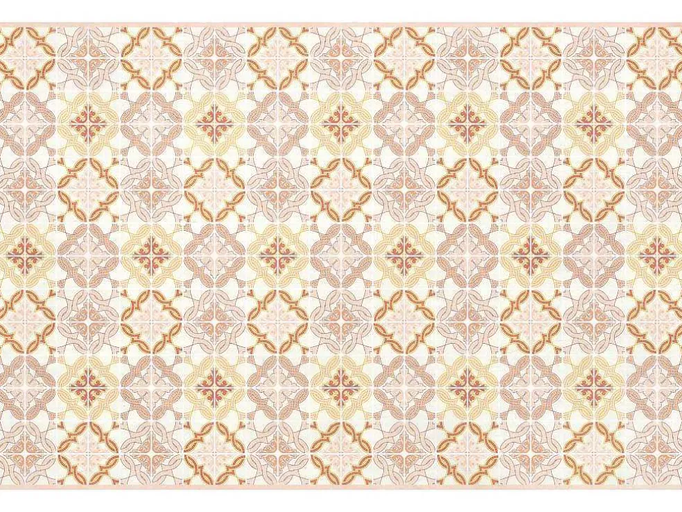 Tapijt Van Vinyl Met Cementtegeleffect - 120 X 180 Cm - Oranje En Roze - Eloza