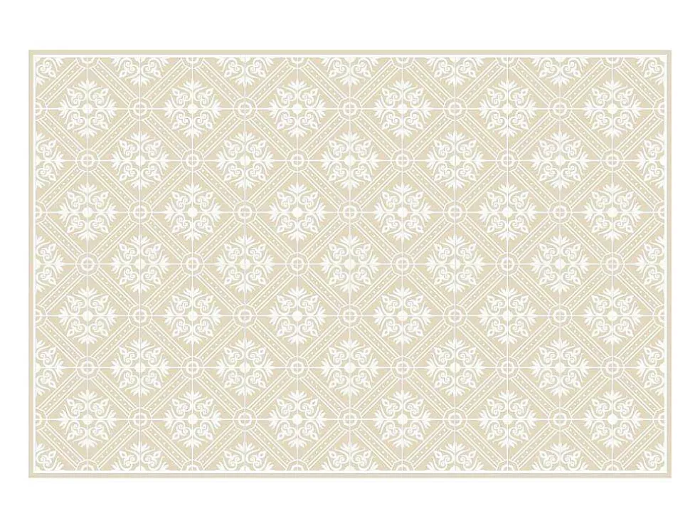 Tapijt Van Vinyl Met Cementtegeleffect - 120 X 180 Cm - Beige En Wit - Majesti