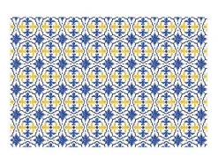 Tapijt Van Vinyl Met Cementtegeleffect - 120 X 180 Cm - Blauw En Geel - Florili
