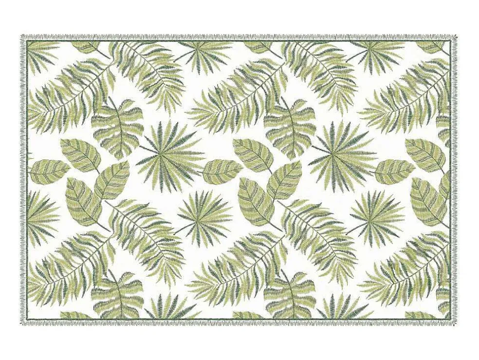 Tapijt Van Vinyl Met Tropisch Motief - 120 X 180 Cm - Groen En Wit - Tropicala