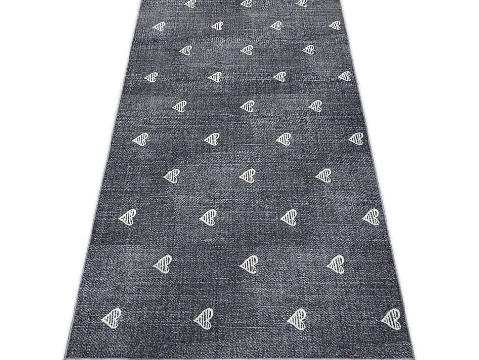 Tapijt Voor Kinderen Hearts Jeans, Gewreven Harten, Kinderen - Grijsk 100X150 Cm