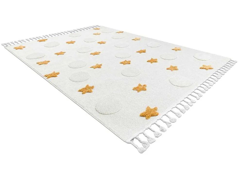 Tapijt Yoyo Gd75 Wit / Oranje - Sterren, Cirkels Voor Kinderen, Struct 200X290 Cm