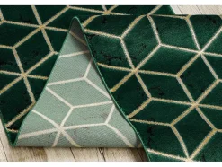 Tapijtloper Emerald Exclusief 1014 Glamour, Stijlvol Kubus Fles Groen 80X400 Cm