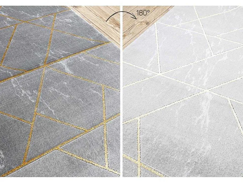 Tapijtloper Emerald Exclusief 1012 Glamour, Stijlvol Marmer, Geometris 80X310 Cm