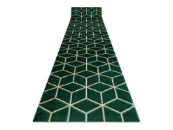 Tapijtloper Emerald Exclusief 1014 Glamour, Stijlvol Kubus Fles Groen 80X550 Cm