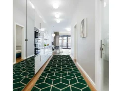 Tapijtloper Emerald Exclusief 1014 Glamour, Stijlvol Kubus Fles Groen 80X550 Cm
