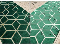 Tapijtloper Emerald Exclusief 1014 Glamour, Stijlvol Kubus Fles Groen 80X380 Cm