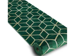 Tapijtloper Emerald Exclusief 1014 Glamour, Stijlvol Kubus Fles Groen 80X280 Cm