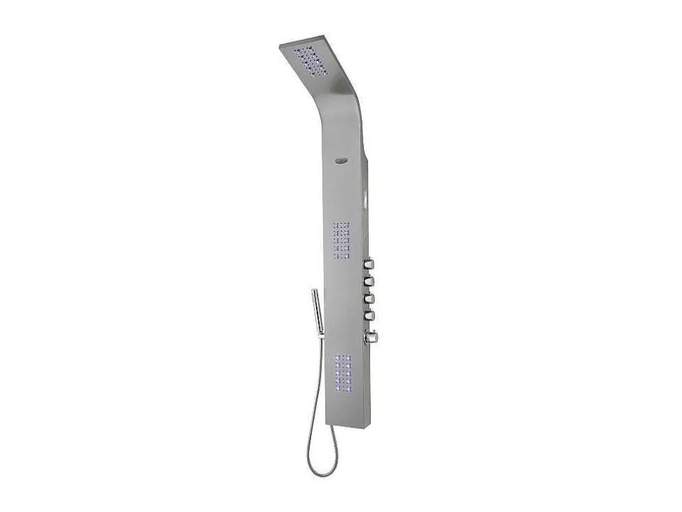 Thermostatische Douchekolom Met Massagestralen, Ledverlichting En Bluetooth - L20 X H165 Cm - Zilverkleurig - Chakra V