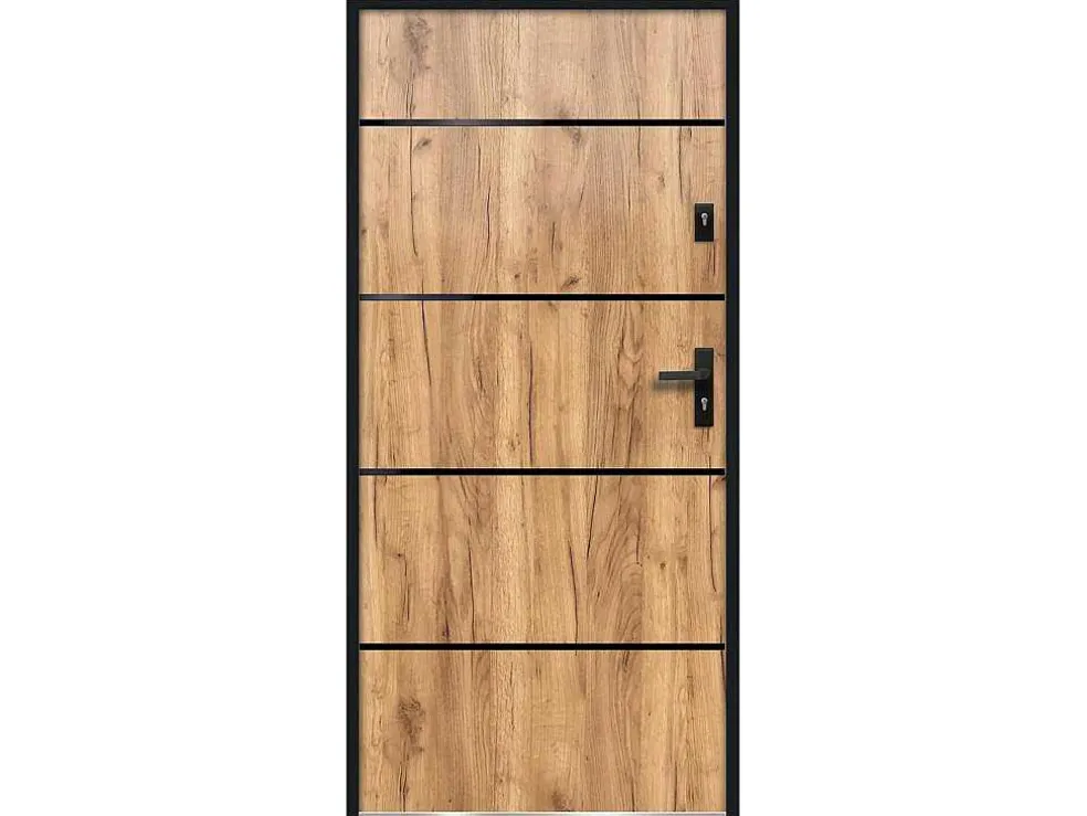 Toegangsdeur Van Roestvrij Staal H207 X B100 Cm Eik-Effect - Links - Naxara