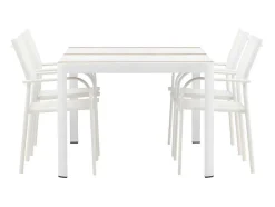 Togo Tuinmeubelset Tafel 90X150Cm Wit, 4 Stoelen Santorini Wit.