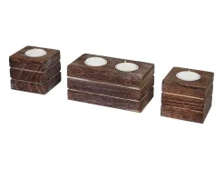 Tolve Theelichthouderset (3 Stuks), Bruin