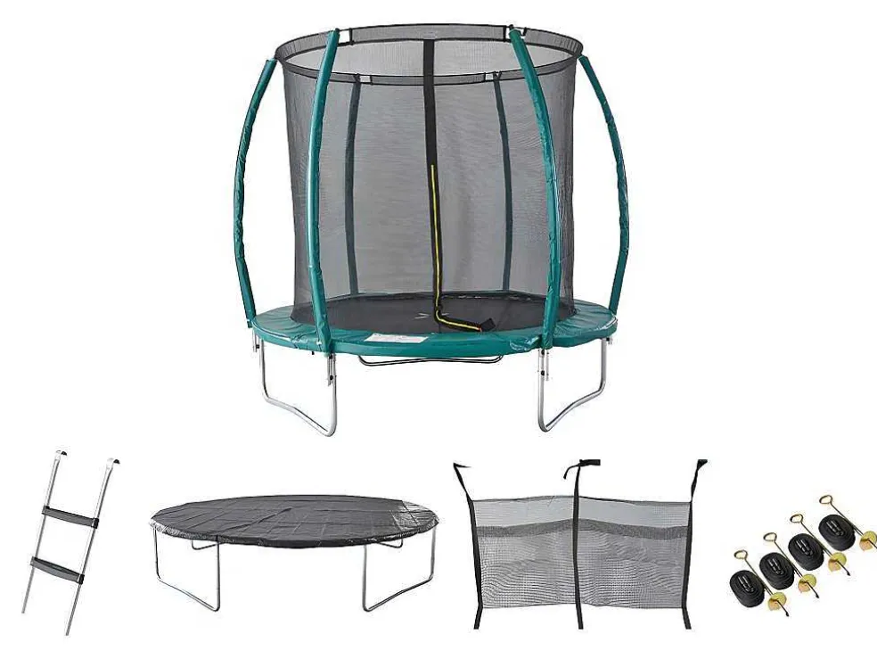 Trampoline Met Binnenbeschermingsnet, Ladder, Hoes En Verankeringsset - D.244 Cm - Wallaby
