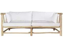 Tuinbank Van Teakhout Met Kussens - Licht Naturel En Wit - Tulum