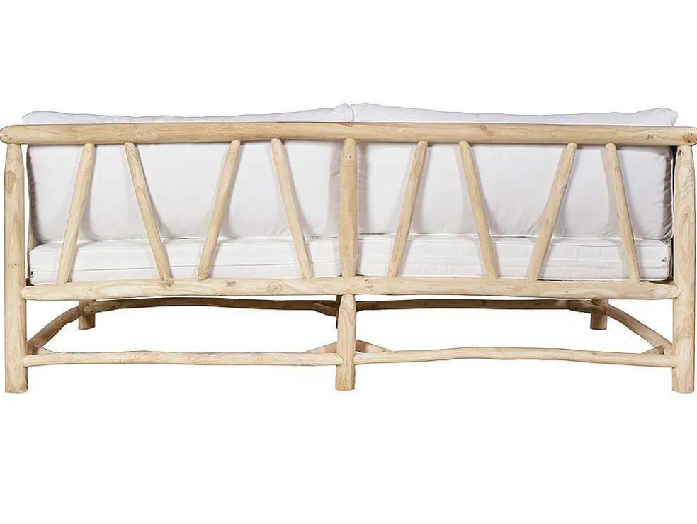 Tuinbank Van Teakhout Met Kussens - Licht Naturel En Wit - Tulum