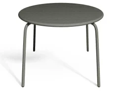 Tuineethoek Van Metaal - Een Tafel D110 Cm En 4 Opstapelbare Fauteuils - Donkergrijs - Mirmande