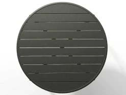 Tuineethoek Van Metaal - Een Tafel D110 Cm En 4 Opstapelbare Fauteuils - Donkergrijs - Mirmande