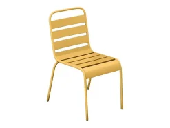 Tuineethoek Van Metaal - Een Tafel D110 Cm En 4 Opstapelbare Stoelen - Mosterdgeel - Mirmande Van Mylia