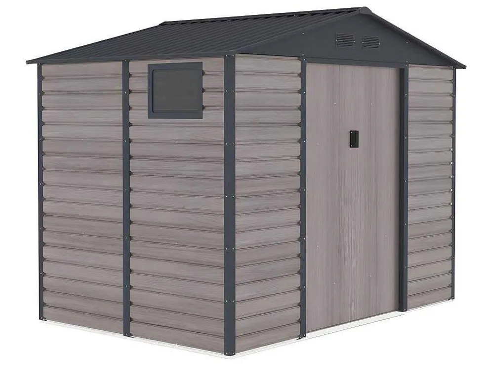 Tuinhuisje Van Gegalvaniseerd Staal Met Houteffect Adelmo - Grijs - 5,40 M