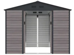 Tuinhuisje Van Gegalvaniseerd Staal Met Houteffect Adelmo - Grijs - 5,40 M